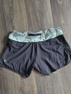 lululemon athletica Black Athletic Shorts with Mint Waistband